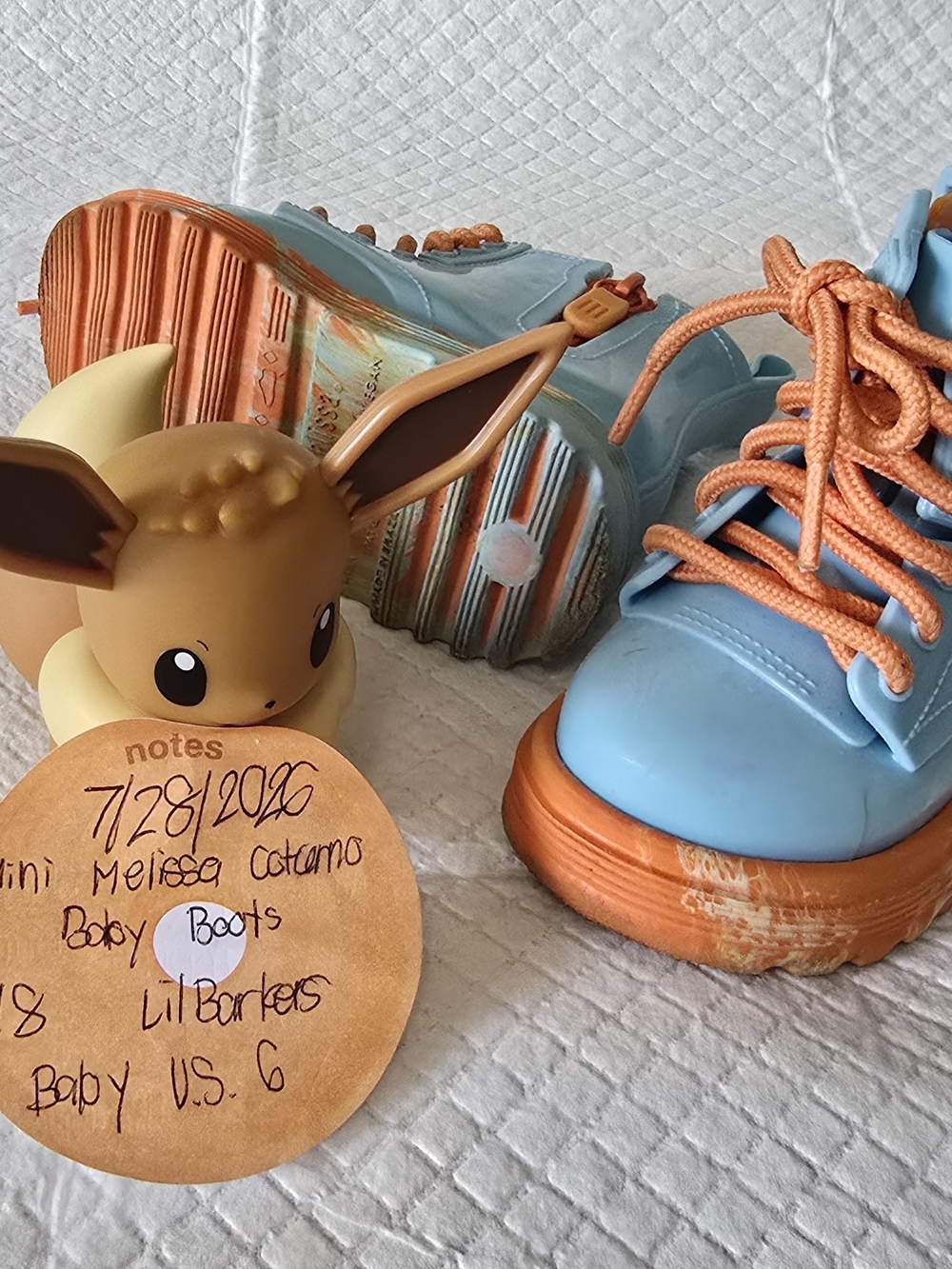 Baby Boots in Light Blue and Orange - Cute Kids Shoes